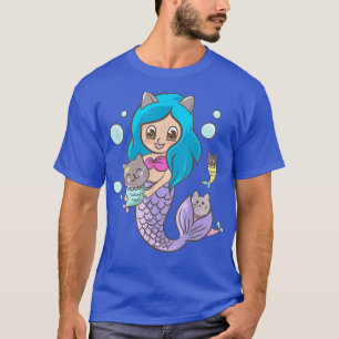 T-shirt Mermaid Kitten Chats Cute Kawaii Anime Japonais