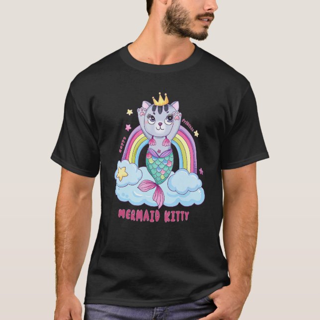 T-shirt Mermaid Kitty Themes Chat (Devant)