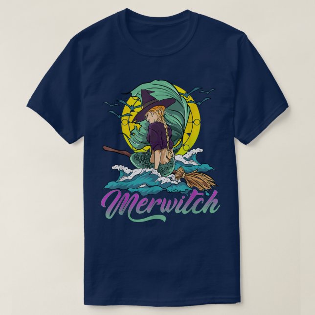 T-shirt Mermaid Merwitch Crossover, sorcière d'Halloween  (Design devant)