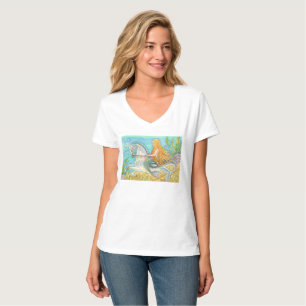 T-shirt Mermaid Riding Merhorse Unicorn V NECK T SHIRT