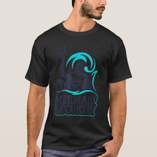 T-shirt Mermaid Security Anniversaire Merman Men Boy Swimm (Devant)