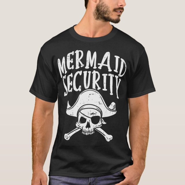 T-shirt Mermaid Security Pirate Matching Family Party Papa (Devant)
