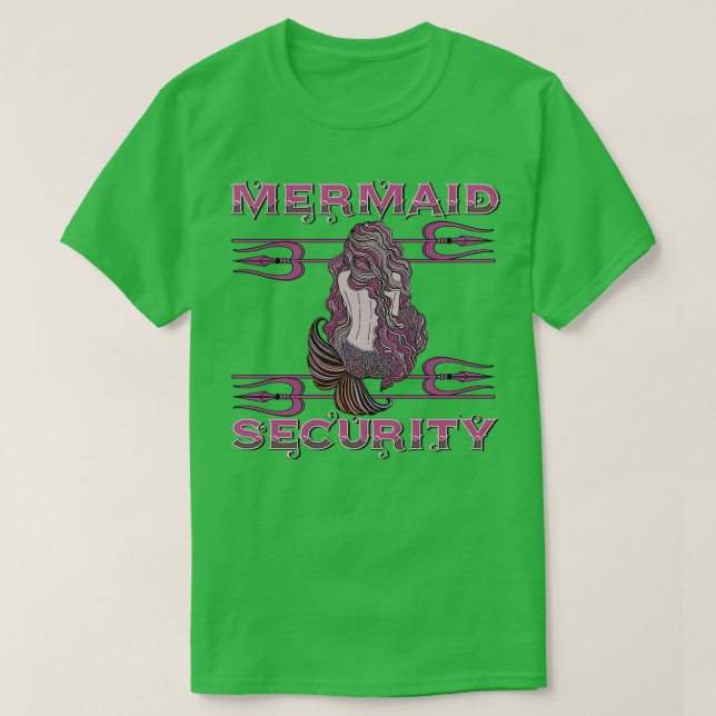 T-shirt Mermaid Security rose et pourpre (Design devant)