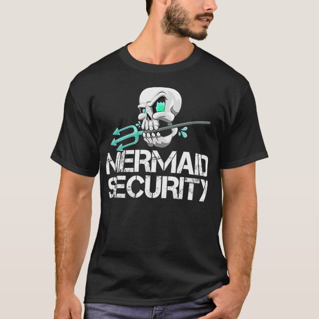 T-shirt Mermaid Security Shirt Men Pirate Skull Swim Team  (Devant)
