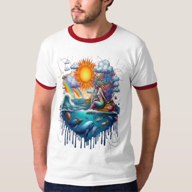 T-shirt Mermaid Surreal Subconscient Soleil Bissé Matin (Devant)