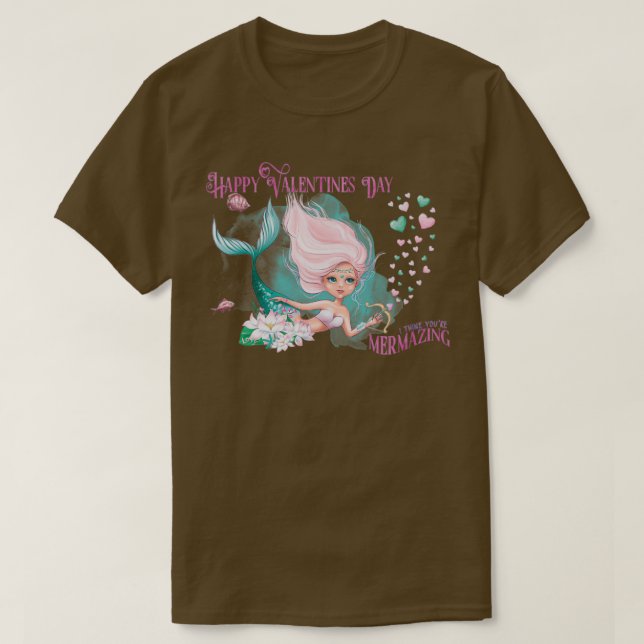 T-shirt Mermaid Valentine Bonne Saint Valentin Je t (Design devant)