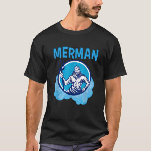 T-shirt Merman Costume Pour Hommes Avec Poséidon Trident M