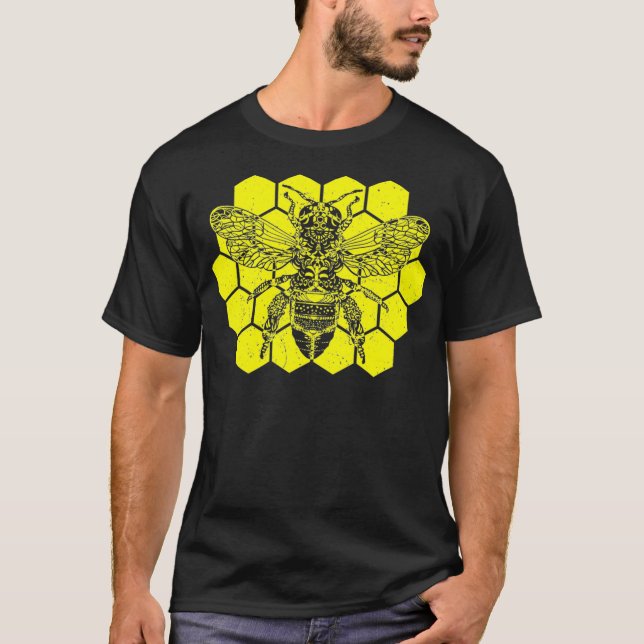 T-shirt Mérovingienne BEE Masonic Style Design Honeycomb (Devant)