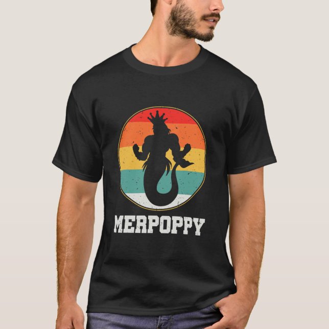 T-shirt Merpopo Sécurité Merman Mermaid Grandpa Poisson (Devant)