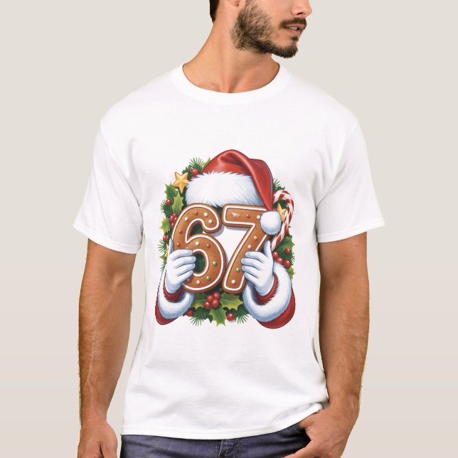 T-shirt Merry 67th Birthday Gingerbread Christmas T-Shirt, (Devant)
