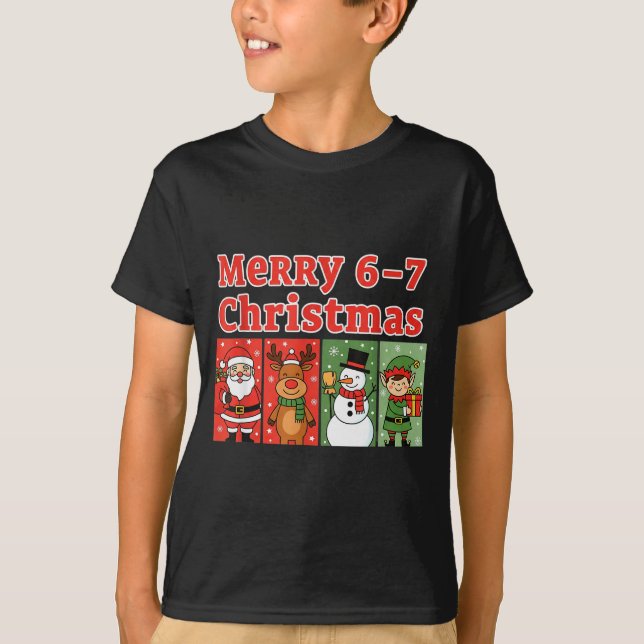 T-shirt Merry 6 7 Six Seven Meme Christmas Women Men Kids  (Devant)