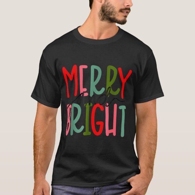 T-shirt Merry And Bright Christmas Women Girls Kids Toddle (Devant)