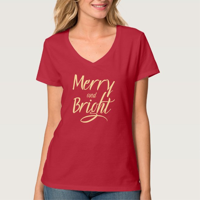 T-shirt : Merry and Bright (red) (Devant)