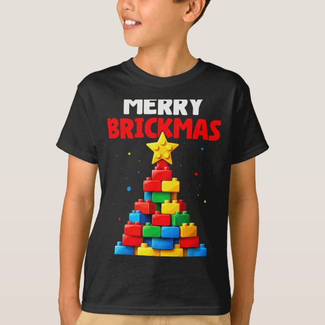 T-shirt Merry Brickmas Block Building Builder Brick Master (Devant)