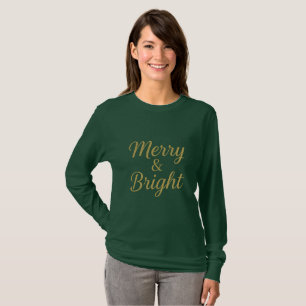 T-shirt Merry & Bright Gold Shirt Elégant thé de Noël