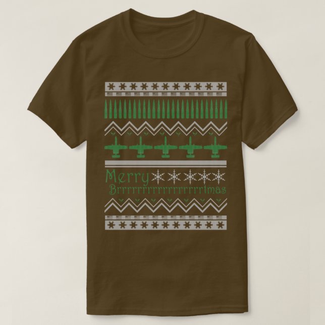 T-shirt Merry Brrrrrrrrrtmas A10 Warthog Ugly Christmas Sw (Design devant)