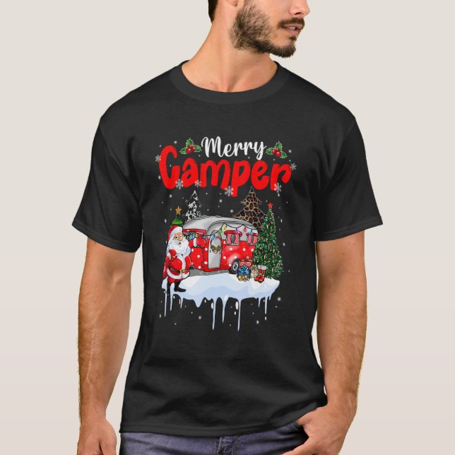 T-shirt Merry Camper Christmas Santa Camper Camping Truck  (Devant)
