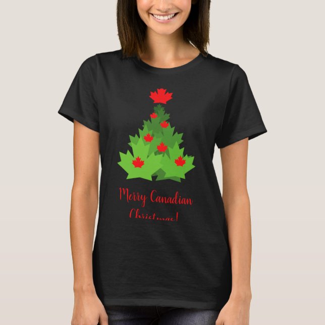 T-shirt Merry Canadian Maple Leaf Flag Christmas  (Devant)