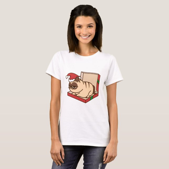T-shirt merry carte de voeux Cat (Devant entier)