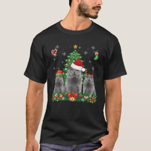 T-shirt Merry Catmas British Shorthair Père Noël Elf Reind