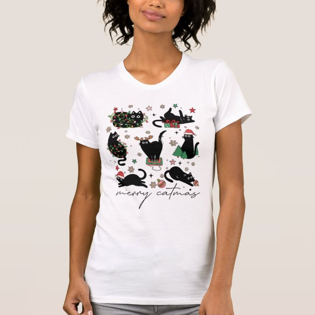 T-shirt Merry Catmas Christmas Cat Chaos Funny (Devant)