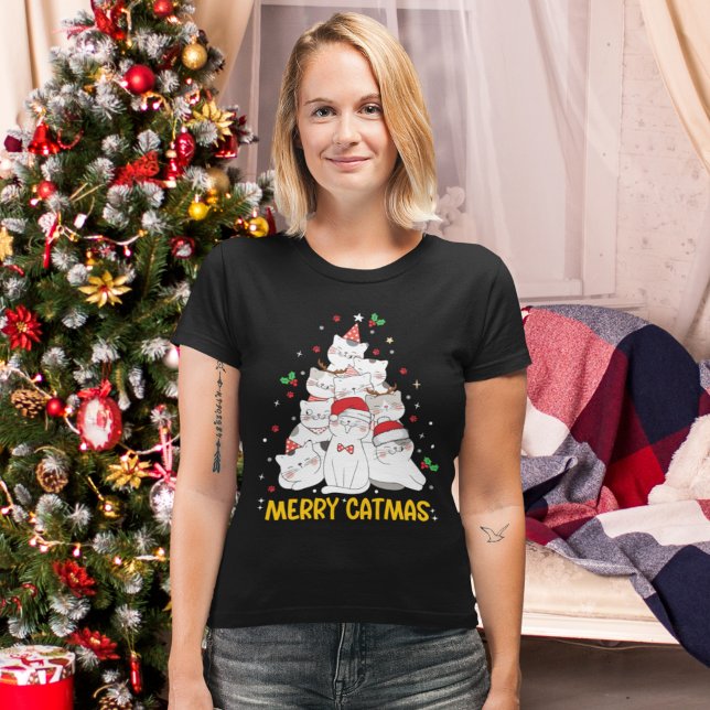 T-shirt Merry Catmas Funny Cats Christmas Tree (Créateur téléchargé)