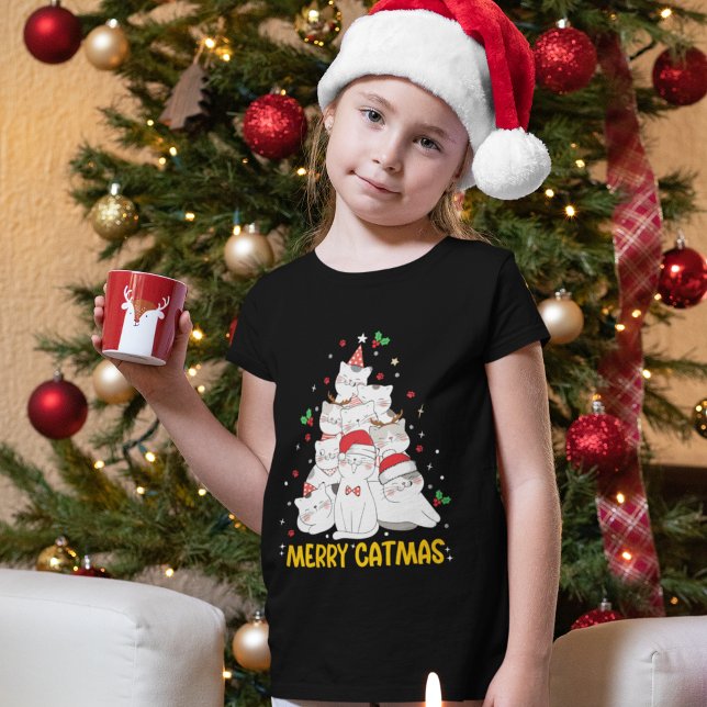 T-Shirt Merry Catmas Funny Cats Christmas Tree (Créateur téléchargé)