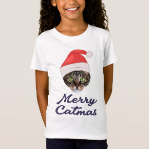 T-Shirt Merry Catmas, Noël Chat Santa hat Invitation