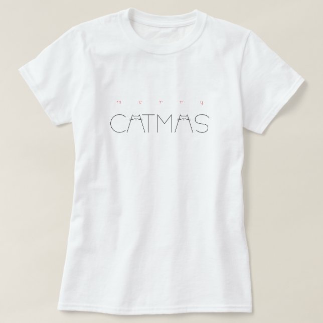 T-shirt Merry Catmas Noël mignonne Funny Chats Typographie (Design devant)