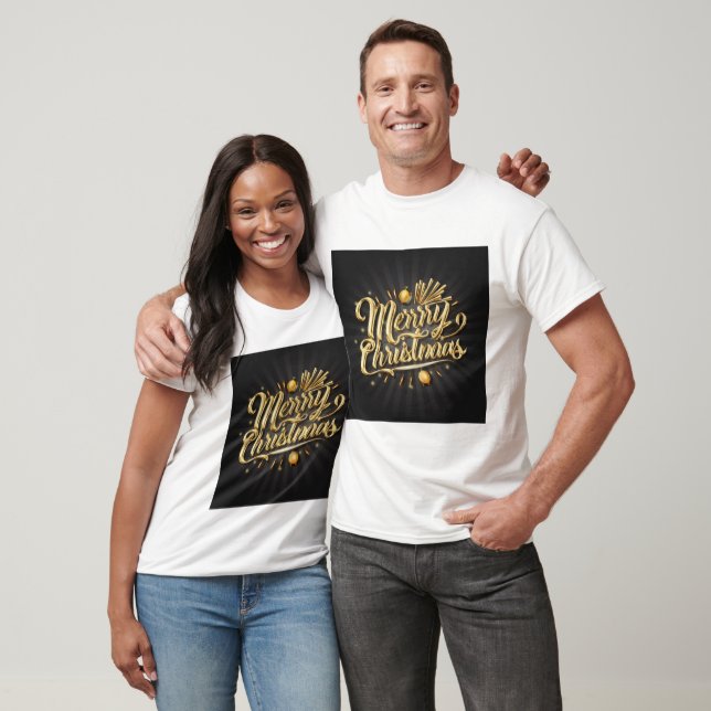 T-shirt Merry Chrismas Gold (Unisexe)