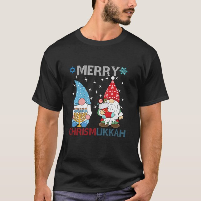T-shirt Merry Chrismukkah Funny Gnomes T Shirt (Devant)