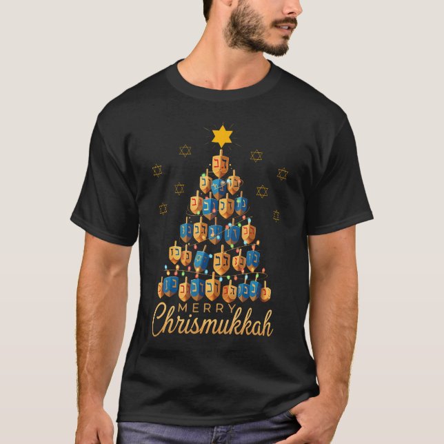 T-shirt Merry Chrismukkah Happy Chanukkah Dreidel Christma (Devant)