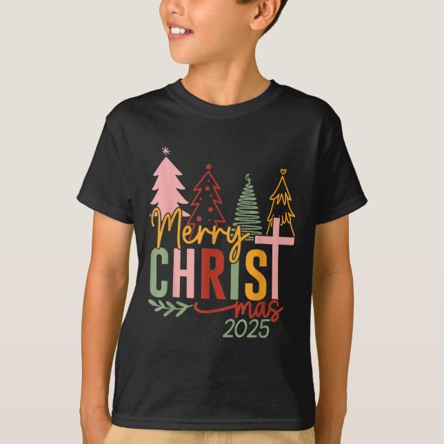 T-shirt Merry Christ Mas Christian Christmas 2025 Family P (Devant)