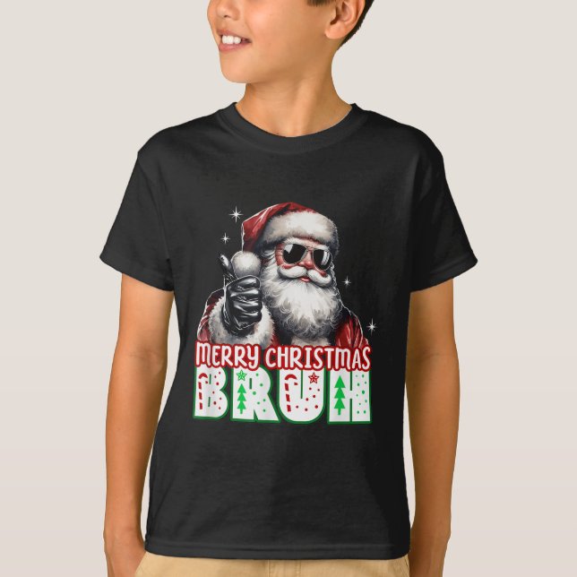 T-shirt Merry Christmas Bruh Thumbs Up Chill Santa Claus F (Devant)