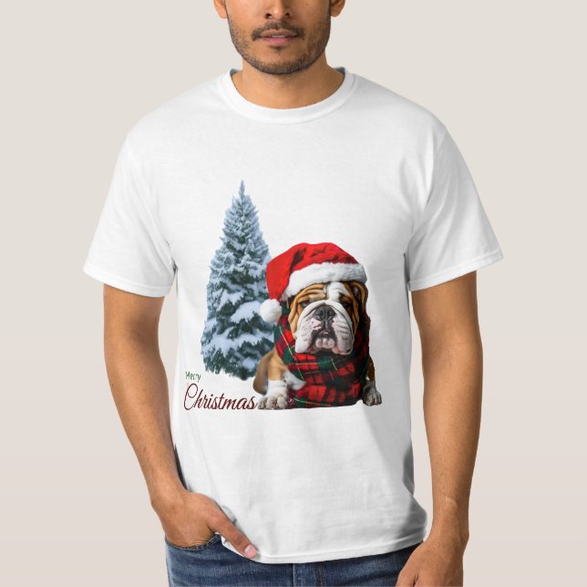 T-shirt Merry Christmas Bulldog (Devant)