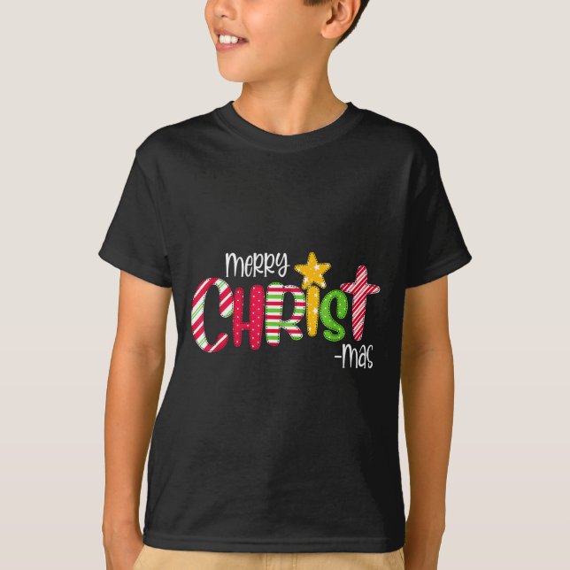 T-shirt Merry Christmas Candy Cane Christ Holiday Faith  (Devant)