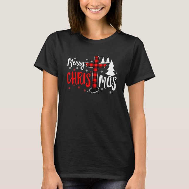 T-shirt Merry Christmas Christians Buffalo Plaid (Devant)