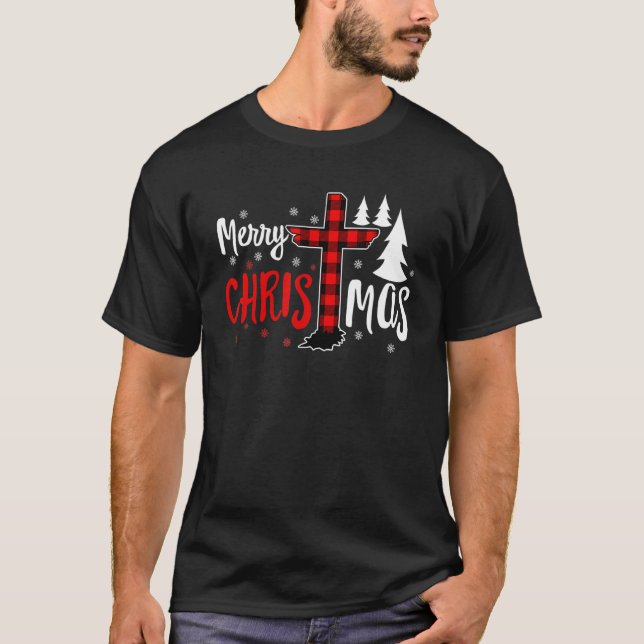 T-shirt Merry Christmas Christians Buffalo Plaid 1 (Devant)