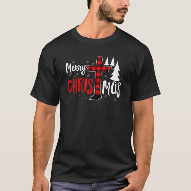 T-shirt Merry Christmas Christians Buffalo Plaid 2 (Devant)