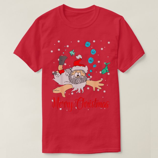 T-shirt Merry Christmas Cool Christmas Santa Scuba Diving  (Design devant)
