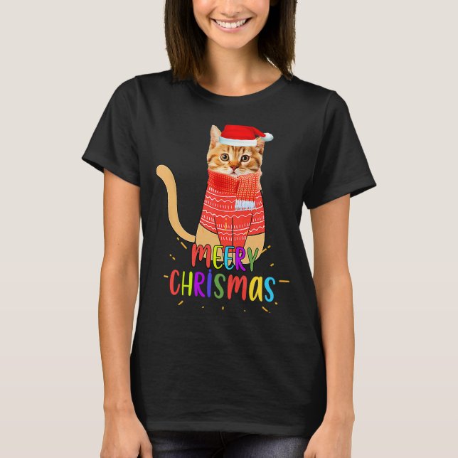 T-shirt Merry Christmas Cute Cat Christmas For Lovers (Devant)