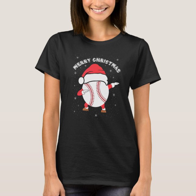 T-shirt Merry Christmas Dabbing Baseball with Xmas Hat  Me (Devant)