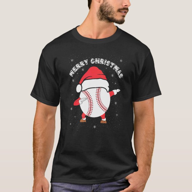 T-shirt Merry Christmas Dabbing Baseball with Xmas Hat  Me (Devant)