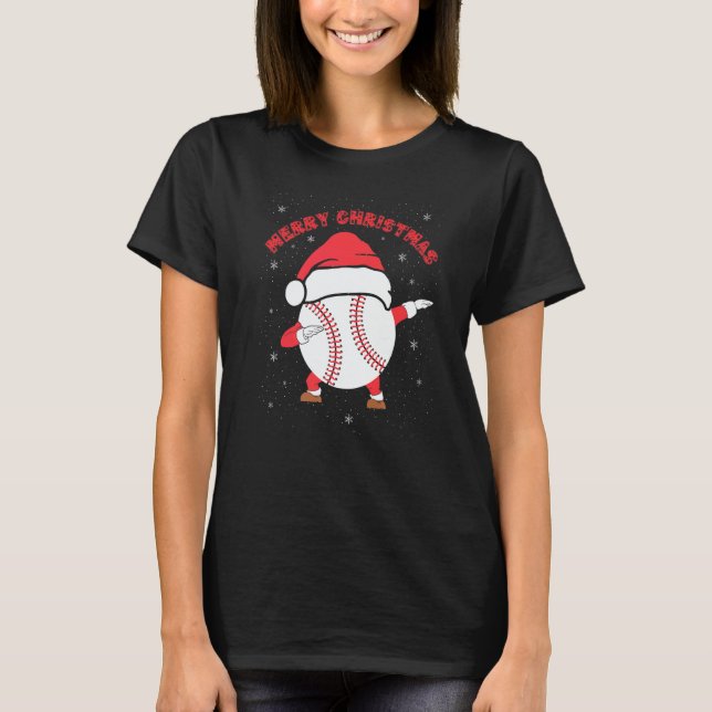 T-shirt Merry Christmas Dabbing Baseball with Xmas Hat  Me (Devant)