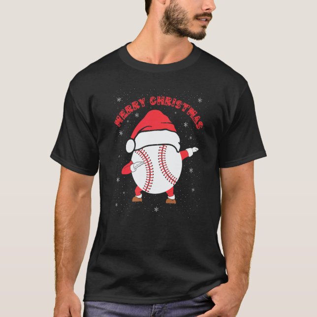T-shirt Merry Christmas Dabbing Baseball with Xmas Hat  Me (Devant)