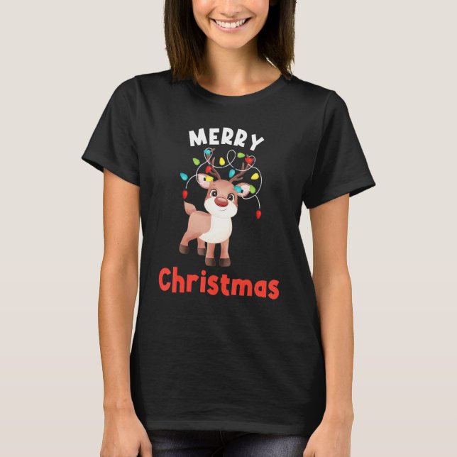 T-shirt Merry Christmas Deer Reindeer Christmas Outfit (Devant)