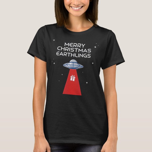 T-shirt Merry Christmas, Earthlings, The Festive UFO! (Devant)