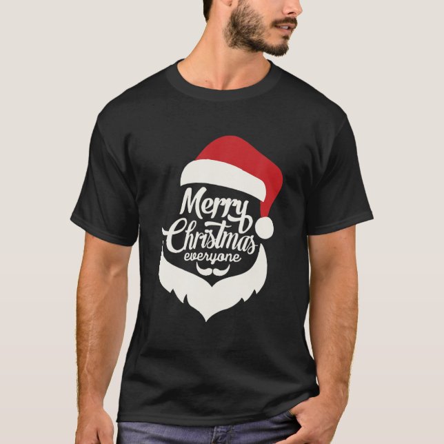 T-shirt Merry Christmas Everyone Red Santa Hat (Devant)
