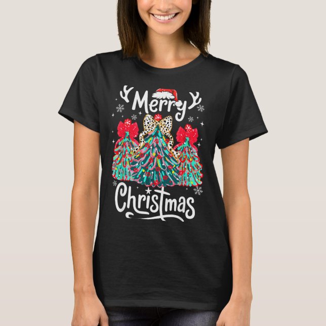 T-shirt Merry Christmas Family Funny Christmas Tree Women  (Devant)
