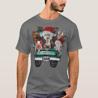 T-shirt Merry Christmas Farm Xmas Lights Funny Holiday Far